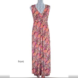 Tribal leaf print maxi dress